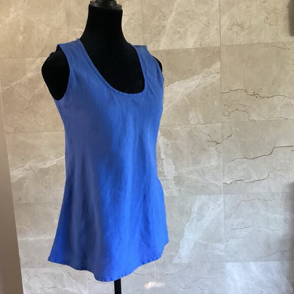 FLAX Women’s Linen Fundamental Tank, Sz 4-6 Blue Lagenlook Sleeveless Tunic Fall - Picture 4 of 7